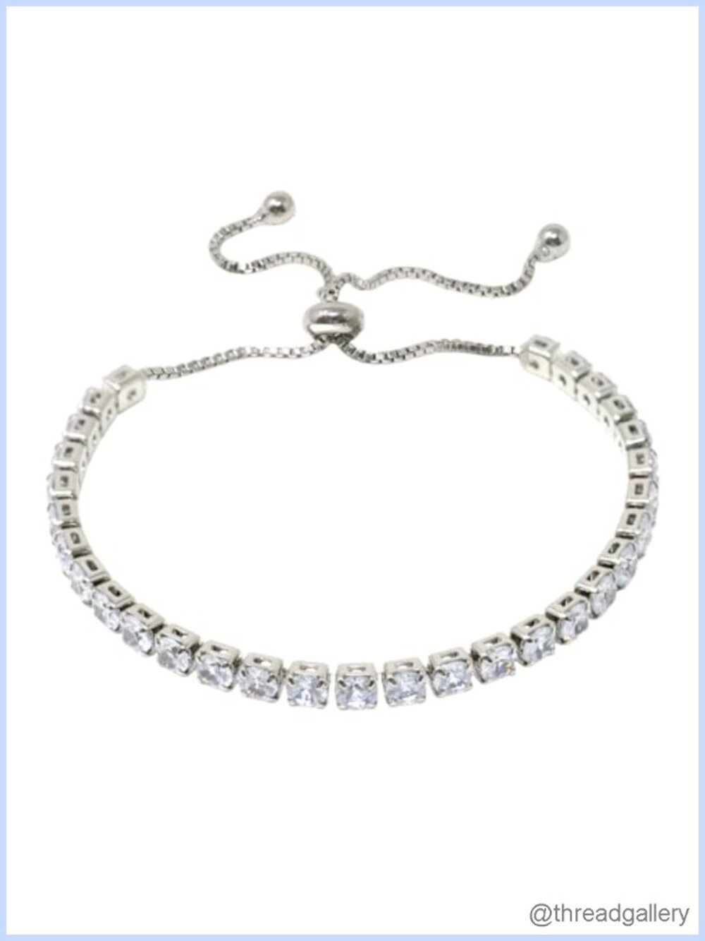 Adjustable Slider Tennis Bracelet with Rhinestones and Imitation Diamonds
